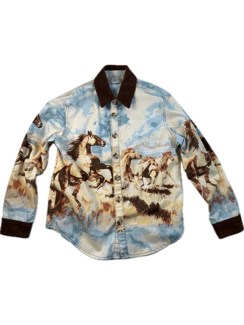 BDG Urban Outfitters Horse Western Chore Shacket Corduroy Trim Blue Unisex S